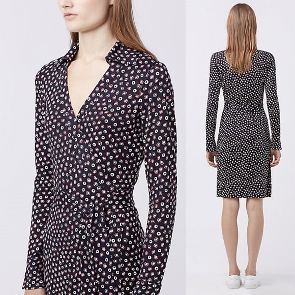 NWT $550 Diane von Furstenberg DVF New Jeanne Two Wrap Silk Midi Dress - Size 2 - Picture 1 of 7